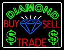 Diamond Buy Sell Trade White Border Neon Sign