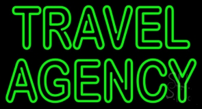 Double Stroke Green Travel Agency Neon Sign