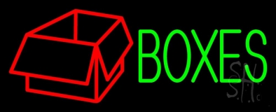 Green Boxes Red Logo Neon Sign