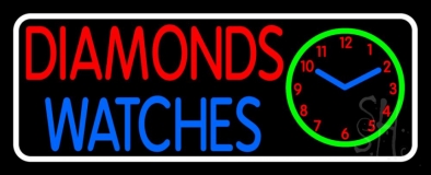 Red Diamonds Blue Watches Block Neon Sign