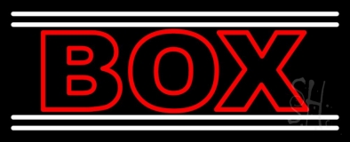 Red Double Stroke Box With White Line Neon Sign