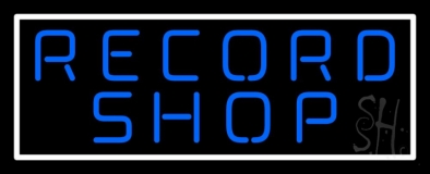 Blue Record Shop Block Neon Sign