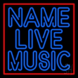 Custom Blue Live Music With Red Border Neon Sign