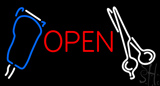 Scissor With Clipper Logo Open Neon Sign