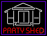 Party Shed With Blue Border Neon Sign
