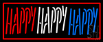 Red Border Happy Neon Sign