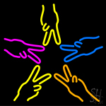 Hands Peace Neon Sign