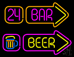 24 Bar Beer Arrow Neon Sign