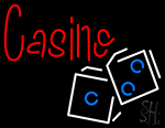 Casino In Red With White And Blue Logo Neon Sign