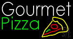 Gourmet Pizza With Pizza Neon Sign