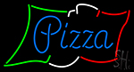 Pizza Blue Script Italian Flag Neon Sign