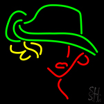 Girl Logo With Green Hat Neon Sign