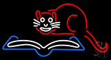 Cat With Books Neon Sign