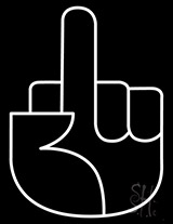 White Middle Finger Signal Gesture Of Hand Symbol Neon Sign