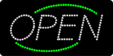 Open Deco Green Border White Letters LED Sign