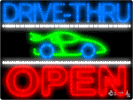 Drive Thru Open 3 Car Animated LED Sign