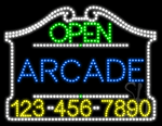 Arcade Open with Phone Number Animated LED Sign