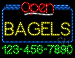 Bagels Open with Phone Number Animated LED Sign