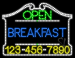 Breakfast Open with Phone Number Animated LED Sign