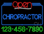 Chiropractor Open with Phone Number Animated LED Sign