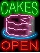 Cakes Open Neon Sign