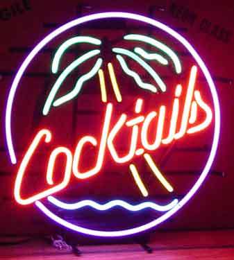 Cocktails Palm Tree Logo Neon Sign