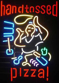Hand Tossed Pizza Logo Neon Sign