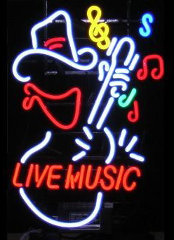 Live Music Couboy With Guitar Neon Sign