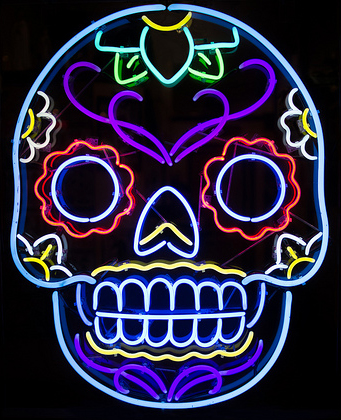 Multi Color Skull Logo Neon Sign