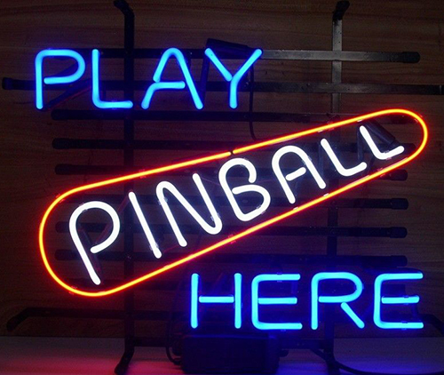 New Play Pinball Here Game Room Logo Neon Sign