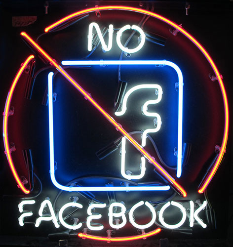 No Facebook Logo Neon Sign