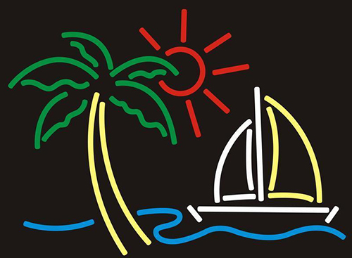 Palm Tree With Boat Neon Sign