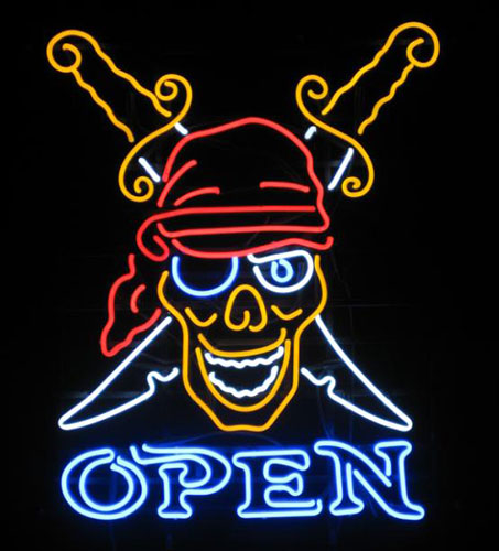Pirates Skull Tattoo Neon Sign
