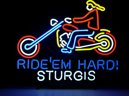 Ride Em Hard Sturgis Bike Logo Neon Sign