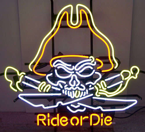 Ride Or Die Pirate Logo Neon Sign