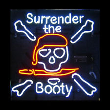 Surrender The Booty Skull Logo Neon Sign