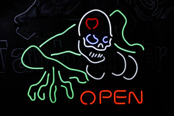 Zombie Skull Logo Neon Sign