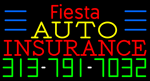 Custom Fiesta Auto Insurance With Phone Number Neon Sign 2