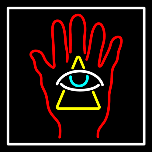 Custom Red Palm With Eye Pyramid Neon Sign 1