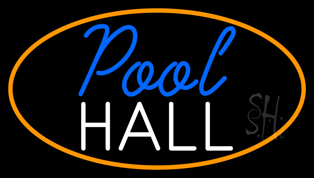 Pool Hall With Orange Border Neon Sign Bar Neon Signs Neon Light