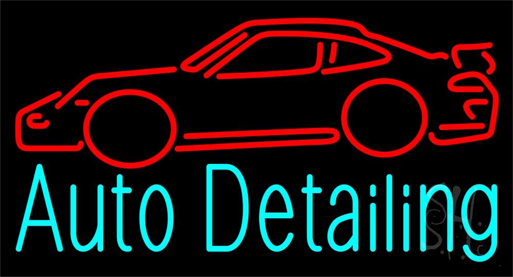 Auto Detailing With Car Logo 1 Neon Sign | Automotive Neon Signs | Neon ...