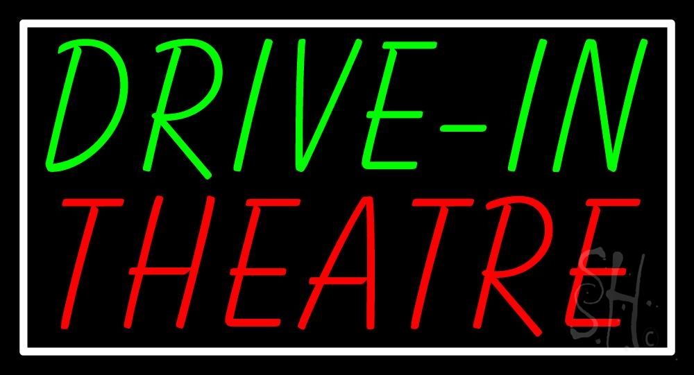 Drive In Theatre With Border Neon Sign | Movies Neon Signs | Neon Light