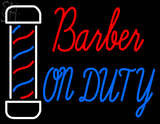Custom Barber On Duty With Barber Pole Neon Sign 6