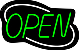 Custom Deco Style Green Open With White Border Neon Sign 2