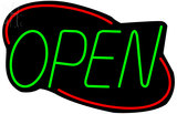Custom Deco Style Green Open With Red Border Neon Sign 1