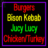 Custom Juicy Lucy Burger Bison Kebab Neon Sign 7