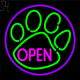 Custom Paw Print With Open Neon Sign 4