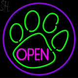 Custom Paw Print With Open Neon Sign 5