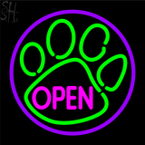 Custom Paw Print With Open Neon Sign 6