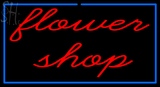 Custom Red Flower Shop Blue Border Neon Sign 1